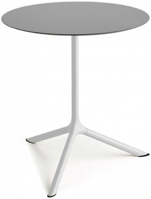 Стол ламинированный обеденный Tripe Maxi белый, светло-серый Ø800х740 мм
