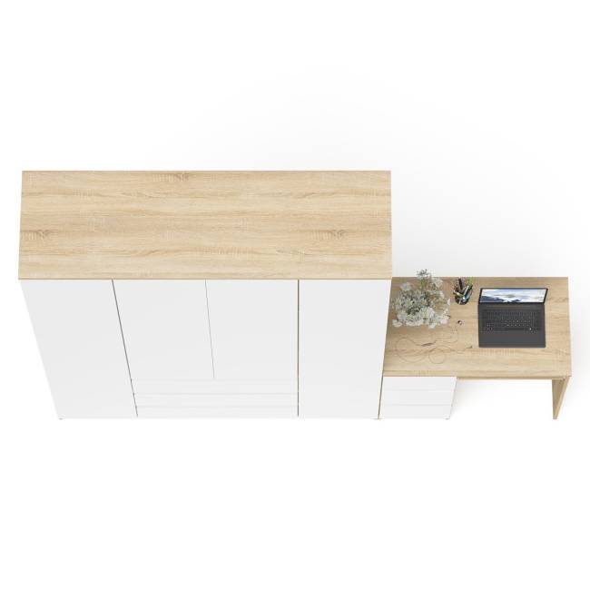 Стол компьютерный однотумбовый левый со шкафом МШ1600 Мори цвет дуб сонома/белый