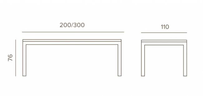 Стол металлический раздвижной Panarea белый 2000-3000х1100х760 мм