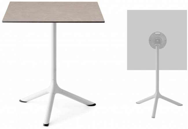 Стол ламинированный обеденный складной Tripe Folding белый, тортора шпатель 600х600х740 мм