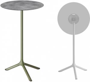 Стол ламинированный барный складной Tripe Folding оливковый, цементный Ø600х1100 мм