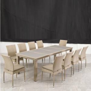 Комплект плетеной мебели T438/Y380C-W85 Latte (10+1) + подушки Комплект плетеной мебели T438/Y380C-W85 Latte (10+1) + подушки