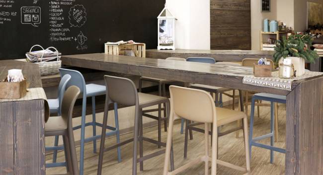 Стул пластиковый барный Faro голубой 490х510х970 мм