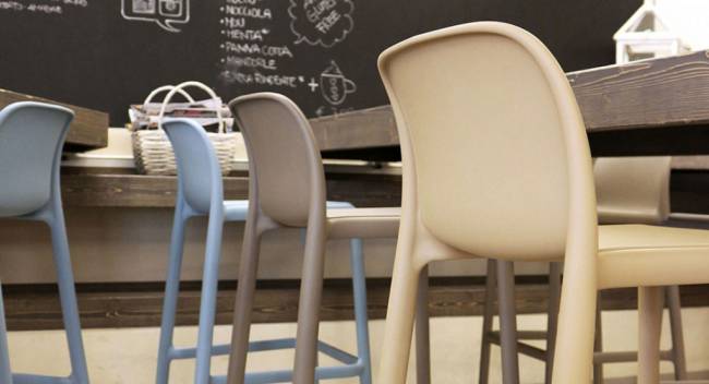 Стул пластиковый барный Faro голубой 490х510х970 мм