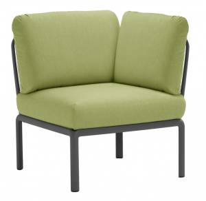 Модуль угловой пластиковый с подушками Komodo Elemento Angolo антрацит, авокадо 720х780х880 мм