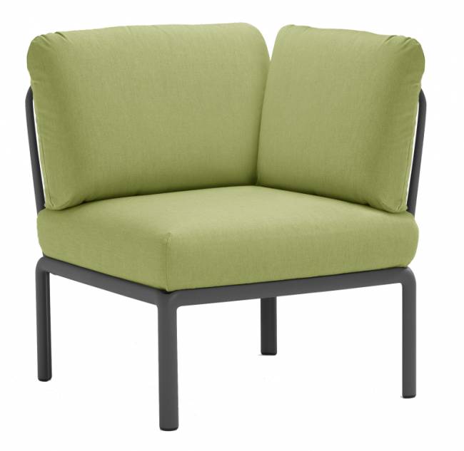 Модуль угловой пластиковый с подушками Komodo Elemento Angolo антрацит, авокадо 720х780х880 мм