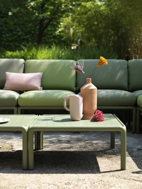 Диван пластиковый с подушками Komodo 3 агава, джунгли 2160х780х880 мм