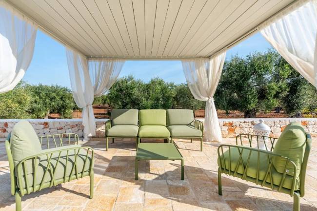 Диван пластиковый с подушками Komodo 3 агава, джунгли 2160х780х880 мм