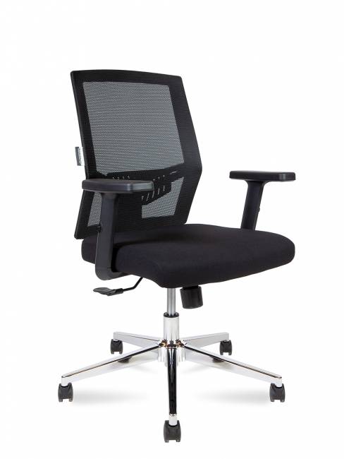 Кресло офисное / Торонто LB / база хром / черный пластик / черная сетка / черная ткань