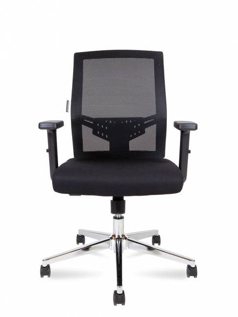 Кресло офисное / Торонто LB / база хром / черный пластик / черная сетка / черная ткань