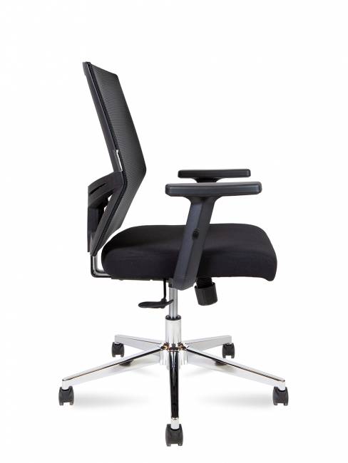Кресло офисное / Торонто LB / база хром / черный пластик / черная сетка / черная ткань