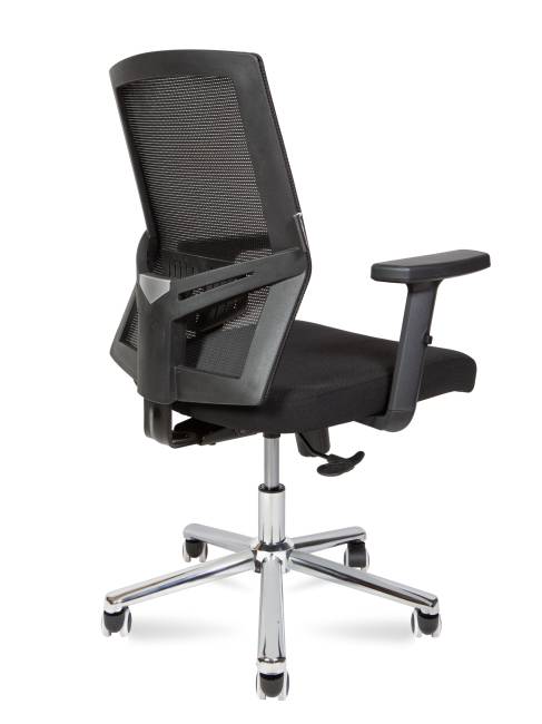 Кресло офисное / Торонто LB / база хром / черный пластик / черная сетка / черная ткань