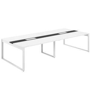 AG.2-3216.WH.72.WH.AN / Стол для переговоров 3200х1638х750 / профиль О-образный: 70х20 белый; лючок: серебро; столешница: белый вставка антрацит