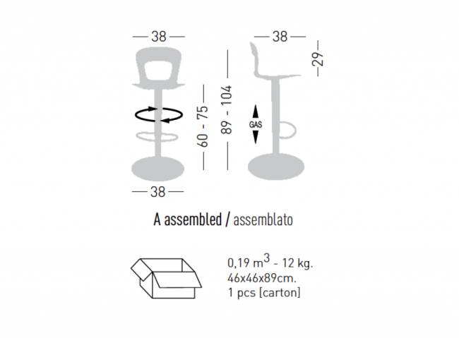 Стул пластиковый барный Blog 145AV 380х380х1040 мм Стул пластиковый барный Blog 145AV 380х380х1040 мм