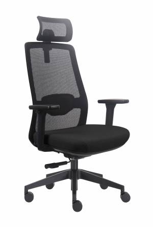 Кресло офисное / Кросс / Cross / черная сетка / черная ткань / нейлоновая база