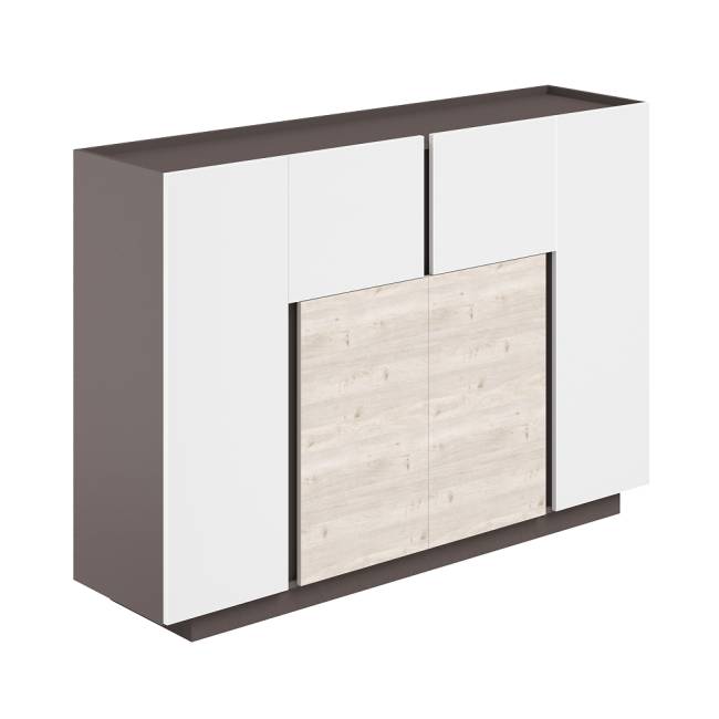 SR.301.WF.WH.DN / Шкаф хедлайнер 1800х450х1250 / корпус: вольфрам; фасады: белый/дуб тоскана