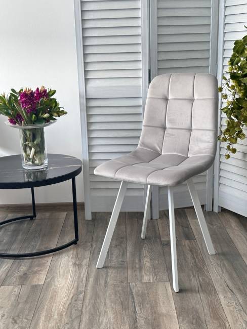 Стул РИЧИ, цвет H-09 Светло-серый, велюр / белый каркас М-City