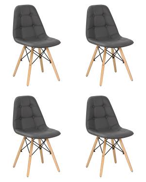 Набор 4 шт Стул обеденный DOBRIN BENNET, ножки светлый бук, серый