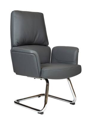 Кресло офисное / Бонно CF / Bonno CF  / серая кожа / алюминевая база