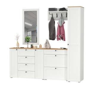 Остин мебель в прихожую № 57 цвет белый шагрень/дуб крафт золотой