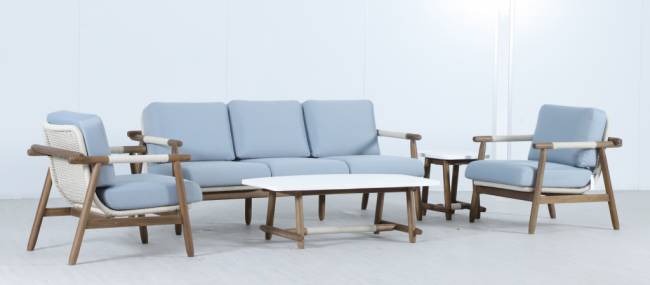 Комплект плетеной лаунж-мебели на 5 персон Apoyo грецкий орех, бежевый