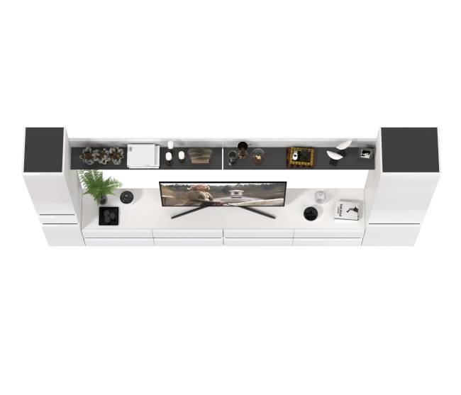 Гостиная Сидней комплектация № 107 цвет белый/чёрный/МДФ белый глянец