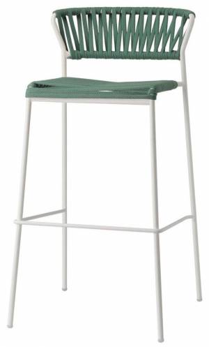 Стул полубарный плетеный Lisa Filo лен, ментоловый 500х500х880 мм