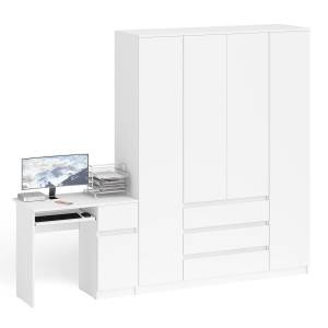 Стол компьютерный МС-1 правый и шкаф МШ1600 Мори цвет белый