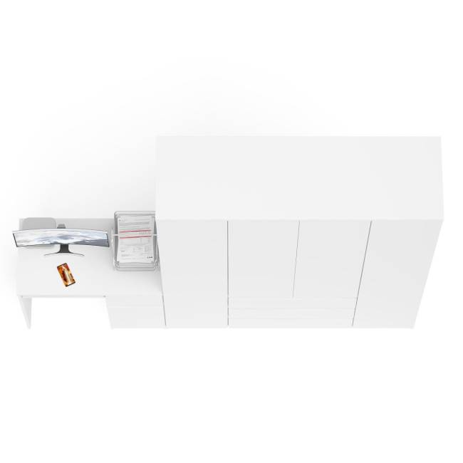 Стол компьютерный МС-1 правый и шкаф МШ1600 Мори цвет белый