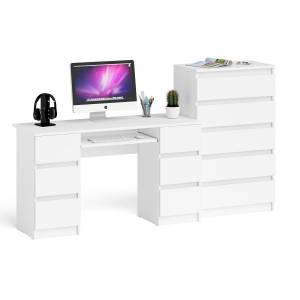 Комод высокий Мори МК700 5-ть ящиков с двухтумбовым компьютерным столом МС-2 цвет белый