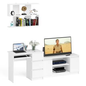 МС-6 стол ящики справа с тумбой Мори 1200-1 и полкой на 900 цвет белый