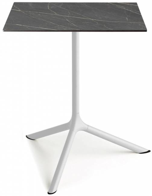 Стол ламинированный обеденный складной Tripe Maxi Folding белый, черный мрамор Сахара 700х700х740 мм