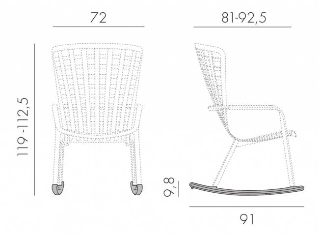Кресло-качалка пластиковое с подушкой Folio белый, зеленый 720х810-925х1190-1125 мм