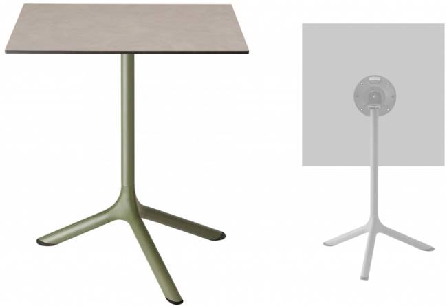 Стол ламинированный обеденный складной Tripe Folding оливковый, тортора шпатель 600х600х740 мм