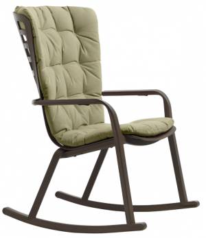 Кресло-качалка пластиковое с подушкой Folio табак, зеленый 720х810-925х1190-1125 мм