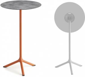 Стол ламинированный барный складной Tripe Folding терракотовый, цементный Ø600х1100 мм