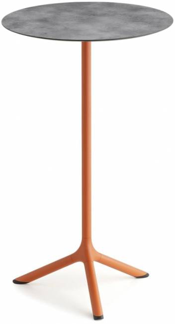 Стол ламинированный барный складной Tripe Folding терракотовый, цементный Ø600х1100 мм