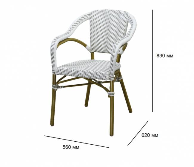 Кресло под бамбук French Bistro бамбуковый, белый, серый 560х620х830 мм