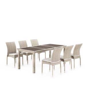 Комплект плетеной мебели T365/Y380C-W85 Latte (6+1) + подушки Комплект плетеной мебели T365/Y380C-W85 Latte (6+1) + подушки