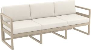 Диван пластиковый трехместный с подушками Mykonos XL бежевый, бежевый 2000х720х750 мм