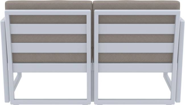 Диван пластиковый двухместный с подушками Mykonos серебристый, светло-коричневый 1380х720х750 мм