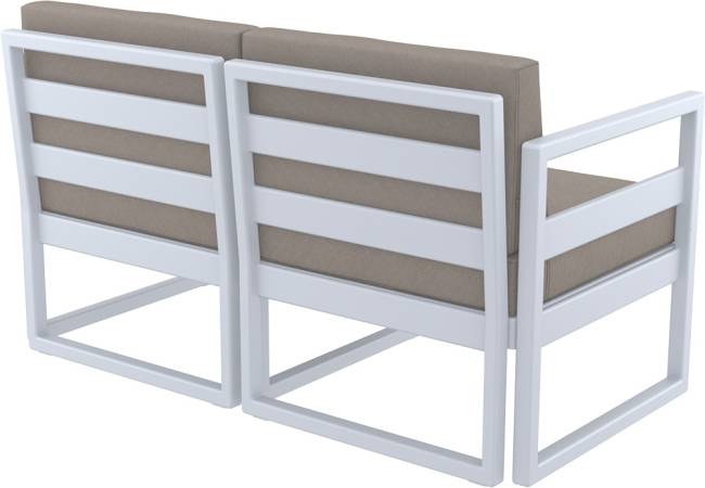 Диван пластиковый двухместный с подушками Mykonos серебристый, светло-коричневый 1380х720х750 мм