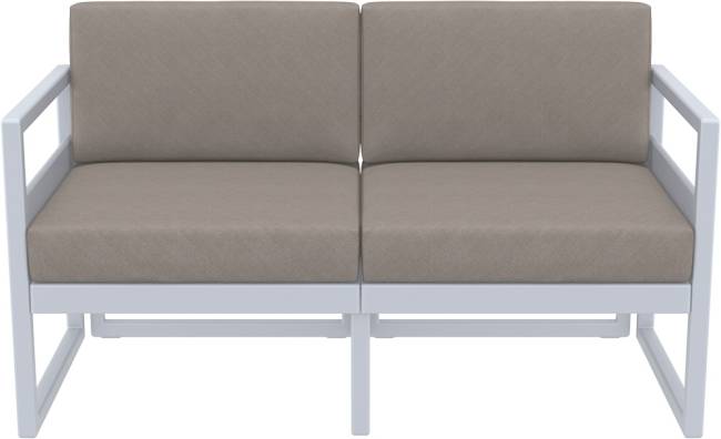 Диван пластиковый двухместный с подушками Mykonos серебристый, светло-коричневый 1380х720х750 мм