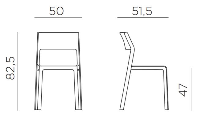 Стул пластиковый Trill Bistrot серый 500х515х825 мм