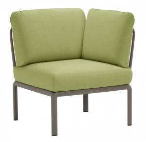 Модуль угловой пластиковый с подушками Komodo Elemento Angolo тортора, авокадо 720х780х880 мм