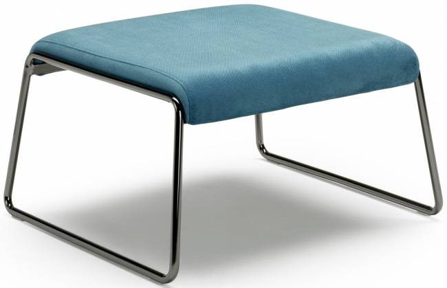 Пуф с обивкой Lisa Lounge Pouf черный глянцевый никель, голубой 630х550х350 мм