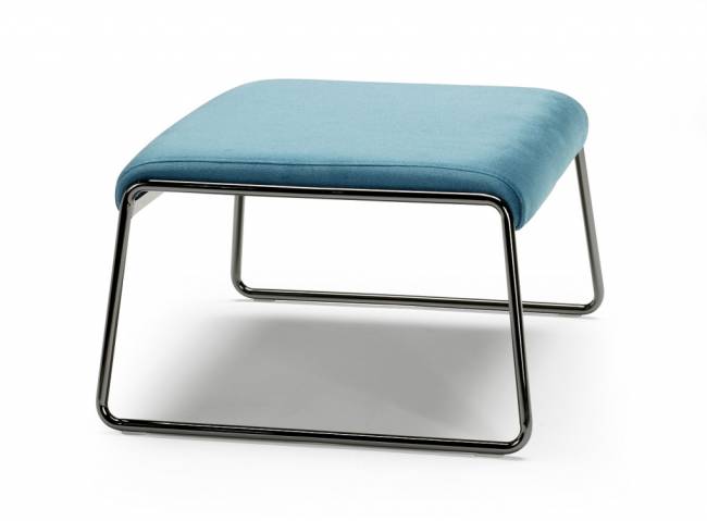 Пуф с обивкой Lisa Lounge Pouf черный глянцевый никель, голубой 630х550х350 мм