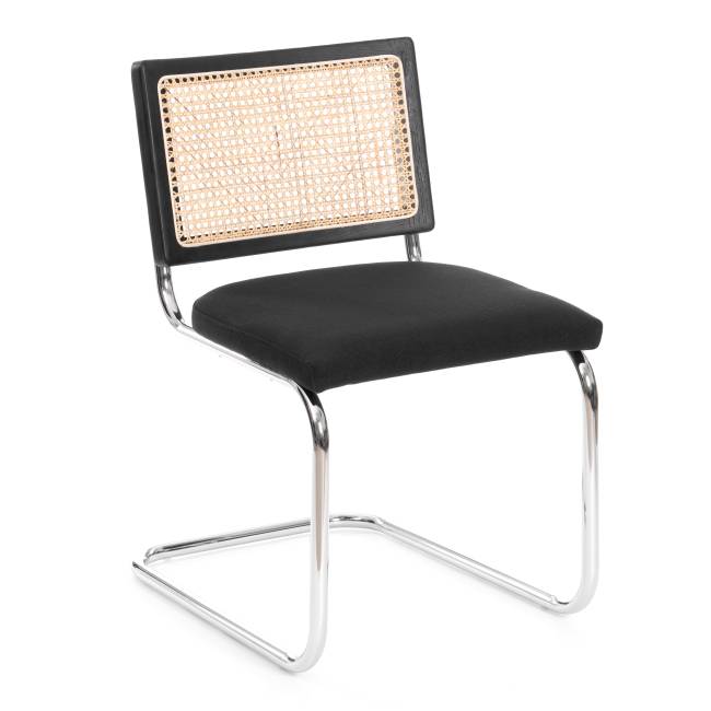 Стул Mani/Мани дерево вяз, ротанг/ткань лен, металлический каркас, черный, 46х46х78см (Комплект из 4 шт.) черный дерево вяз, ротанг/ткань лен, металлический каркас