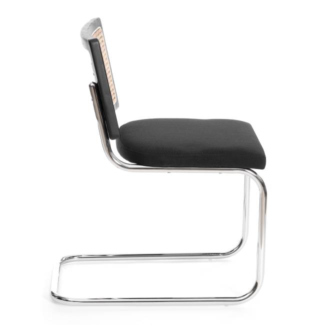 Стул Mani/Мани дерево вяз, ротанг/ткань лен, металлический каркас, черный, 46х46х78см (Комплект из 4 шт.) черный дерево вяз, ротанг/ткань лен, металлический каркас