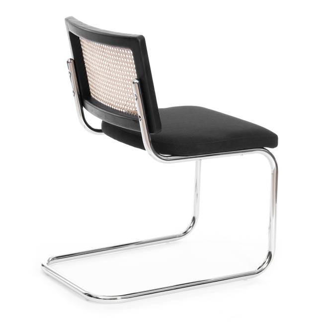 Стул Mani/Мани дерево вяз, ротанг/ткань лен, металлический каркас, черный, 46х46х78см (Комплект из 4 шт.) черный дерево вяз, ротанг/ткань лен, металлический каркас